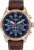 Citizen Men’s Eco-Drive Weekender Avion Rose Gold Stainless Steel Chronograph Watch with Brown Leather Strap, Blue Dial