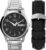 Timex Men’s South Street Sport 36mm Watch Box Set β Silver-Tone Case Black Dial with Silver-Tone Expansion Band + Black Leather Strap