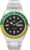 Timex Q Men’s 38mm Watch – Silver-Tone Case Green/Yellow Top Ring