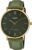 Casio MTP-VT01GL-3B Men’s Minimalistic Gold Tone Green Leather Band Watch