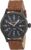 Timex Men’s Expedition Scout 40mm Watch β Black Case Black Dial with Brown Leather Strap