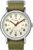 Timex Unisex Weekender 38mm Watch β Silver-Tone Case Cream Dial with Olive Fabric Slip-Thru Strap
