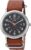 Timex Unisex Weekender 38mm Watch β Silver-Tone Case Black Dial with Brown Leather Strap