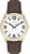 Timex Men’s Easy Reader Bold 38mm Watch – Gold-Tone Case White Dial with Brown Leather Strap