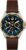 Timex Men’s Premium Dress 44mm Watch – Brown Strap Blue Dial Two-Tone Case
